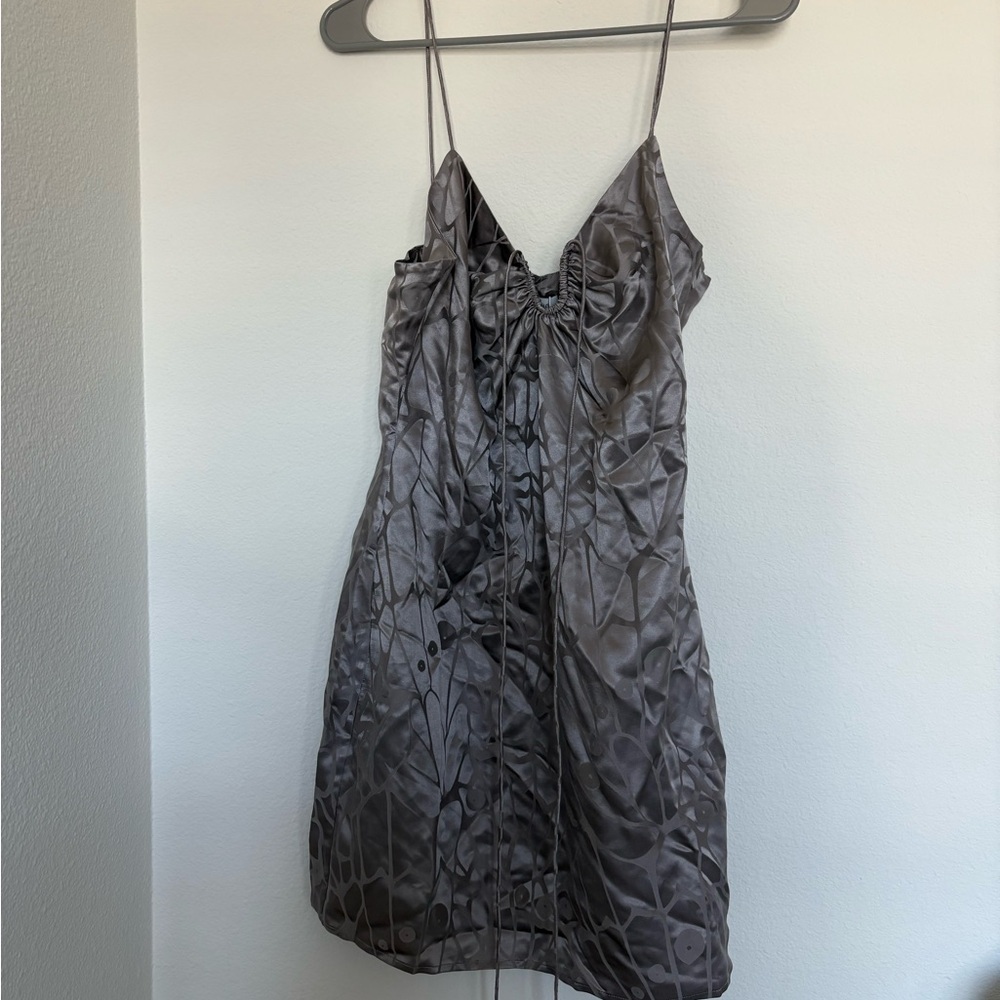 Anine Bing - Papillon Dress in Ash Violet Butterfly Jacquard NWT size L silk - Picture 2 of 7